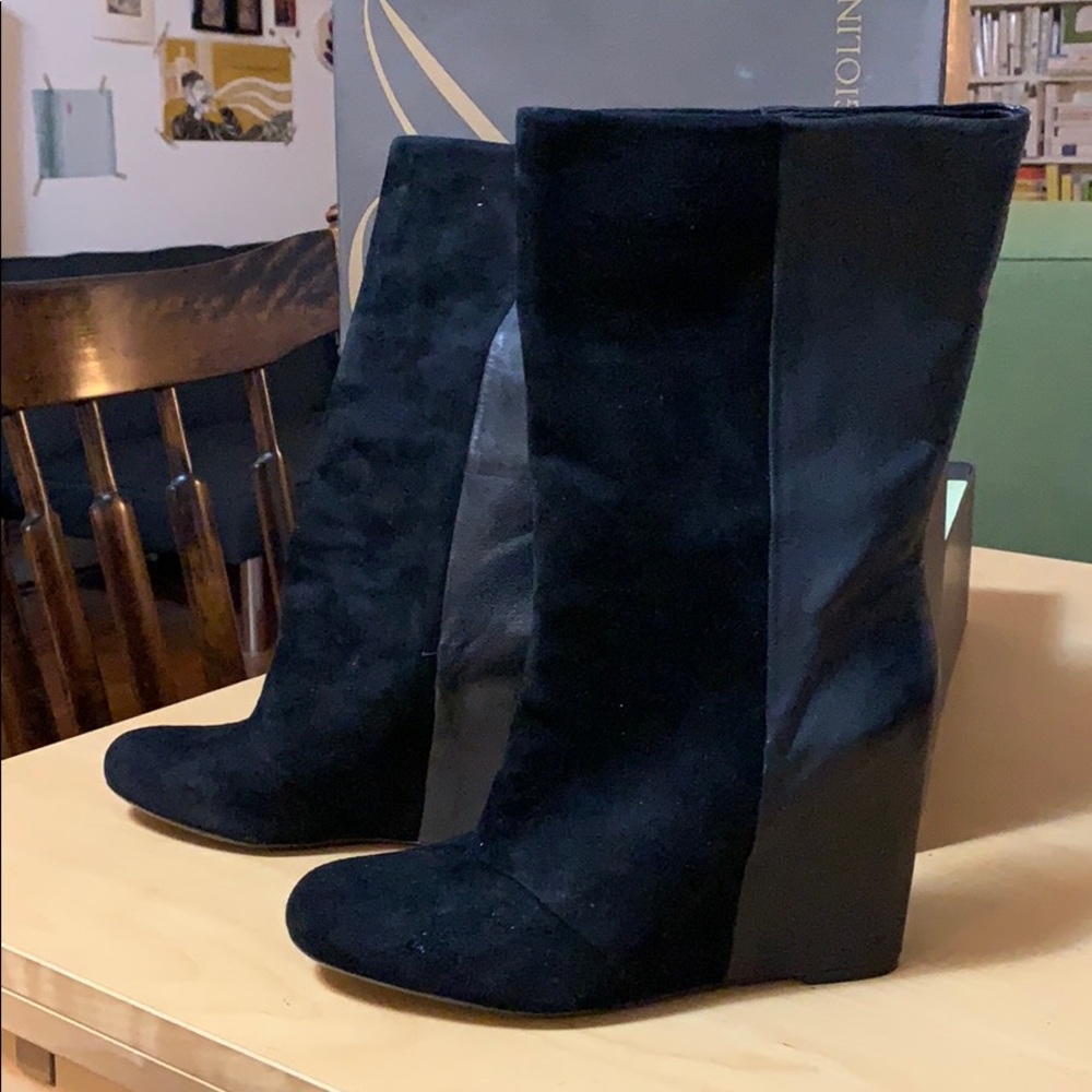 NIB 🎄 black suede & leather boots sz 10